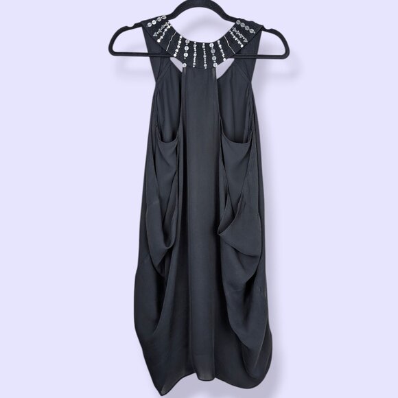 BCBGMaxAzria Silk Sequin Layered Halter Top - Picture 6 of 8